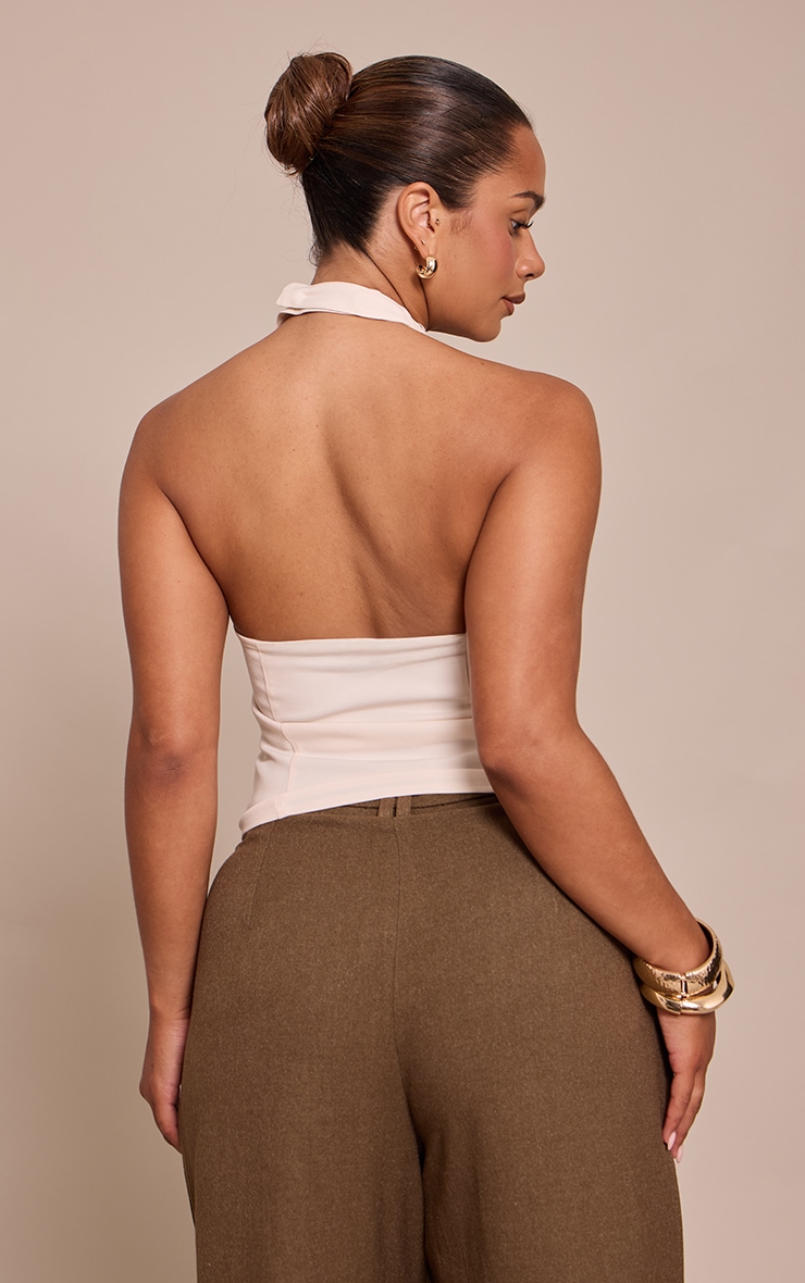 Shape cream woven Halter Neck Lace Up Corset image 2