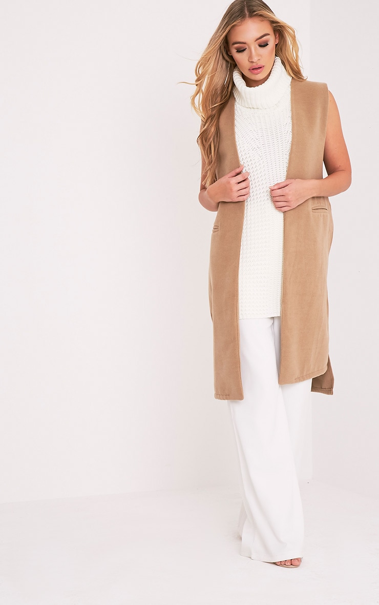 camel sleeveless jacket