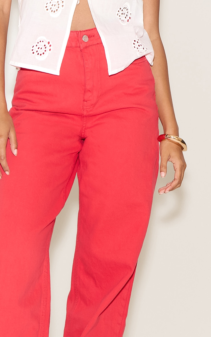 Red Mid Rise Wide Leg Jean image 4