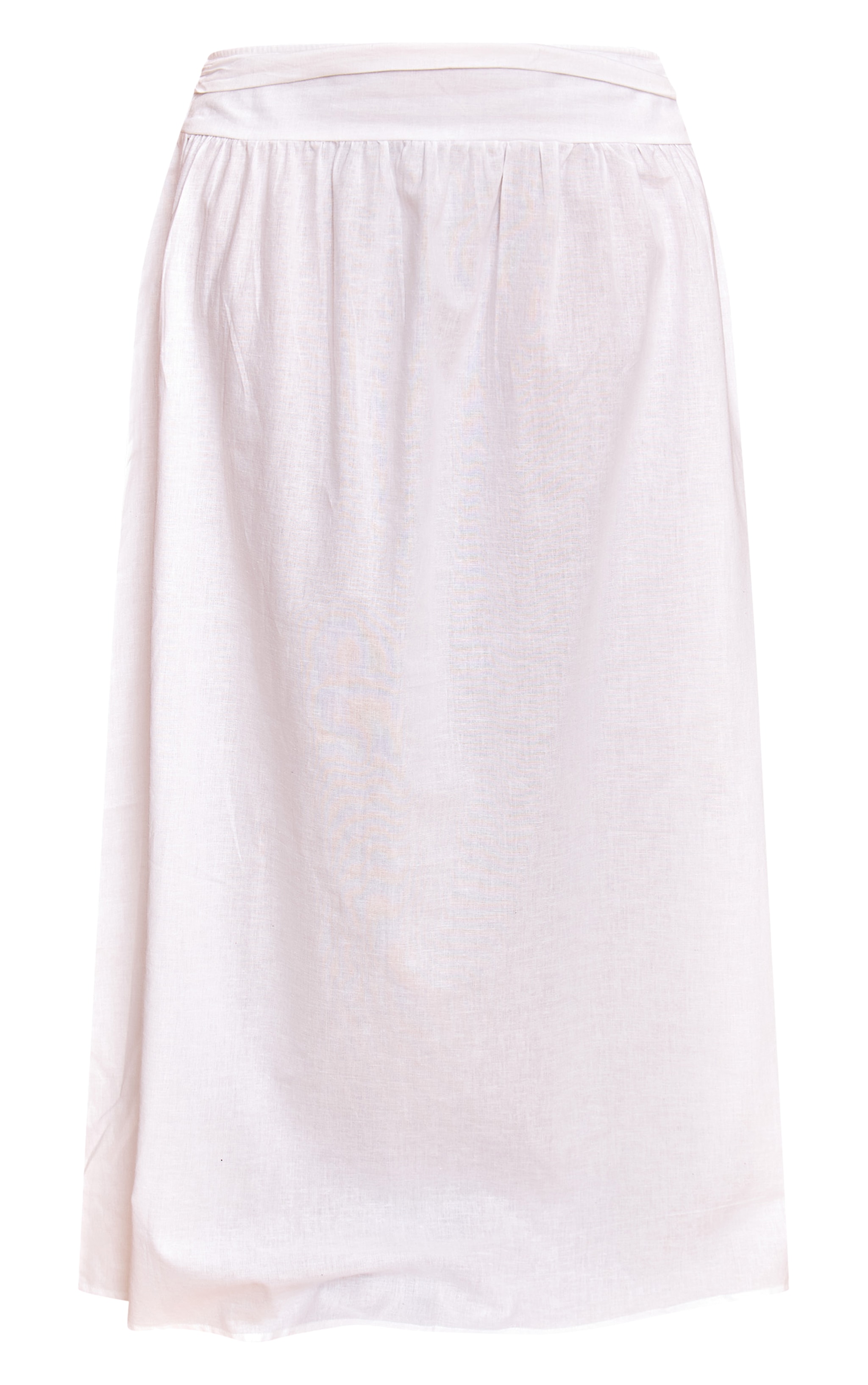 Plus White Cotton Ruched Waist Maxi Skirt image 5