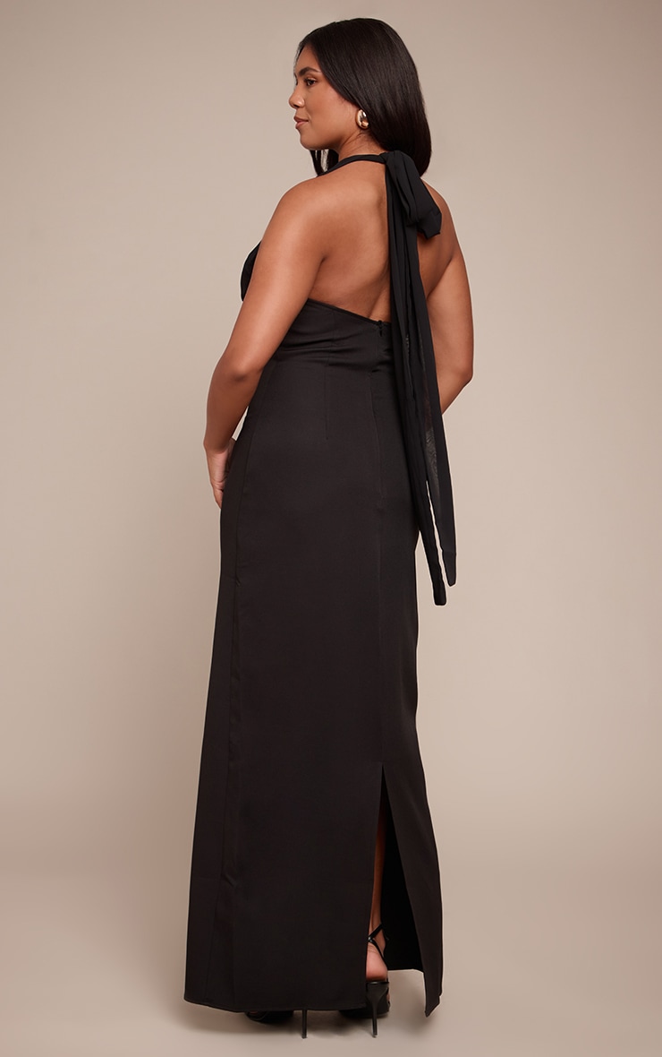 Shape Black Contrast Chiffon Plunge Cup Detail Maxi Dress image 2