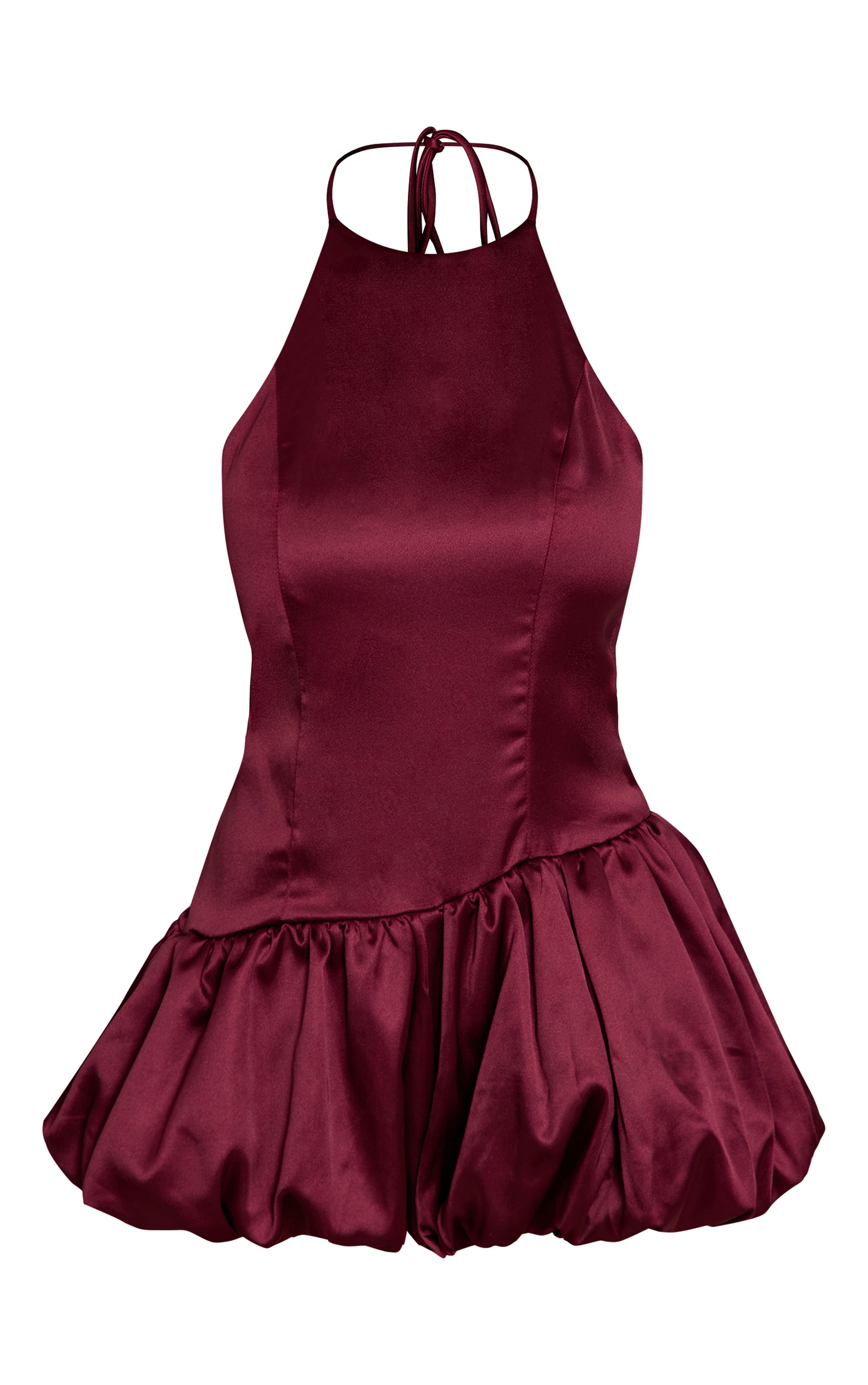 Plum Satin Halterneck Puff Ball Romper image 5