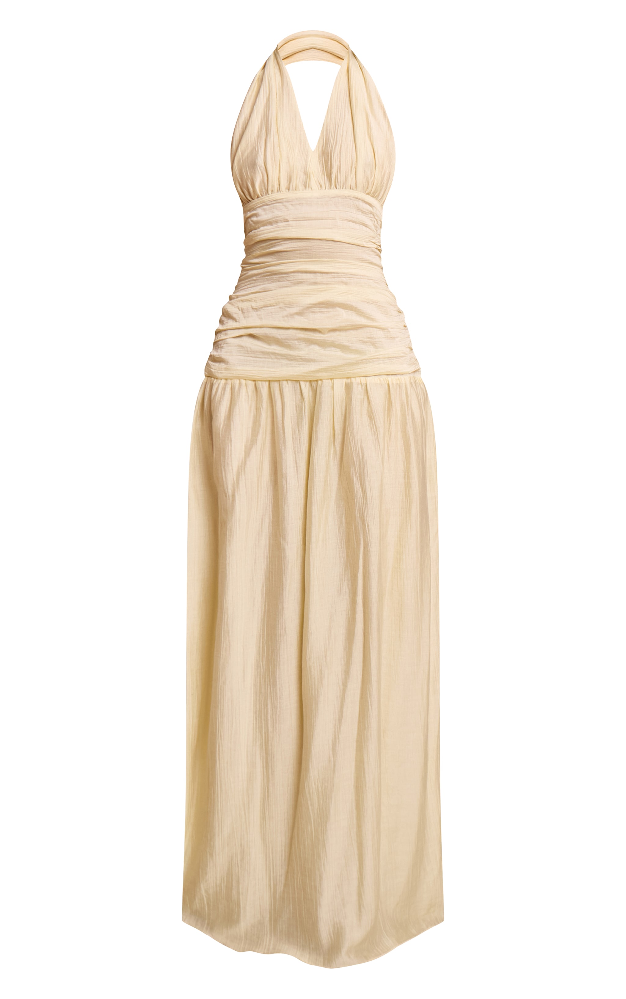 Pale Lime Crinkle Textured Halterneck Maxi Dress image 5