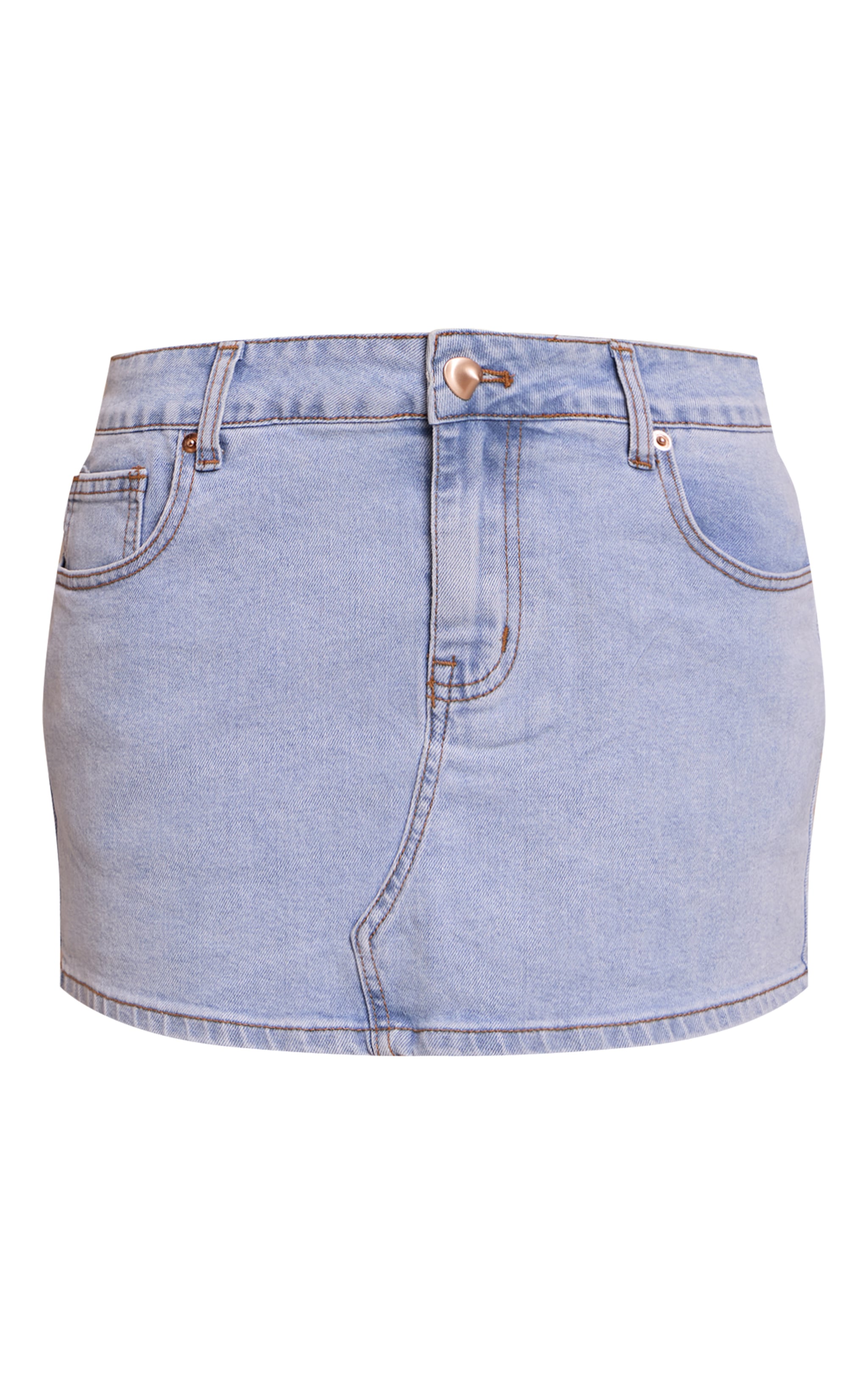 Light Blue Gold Button Detail Denim Mini Skirt image 6