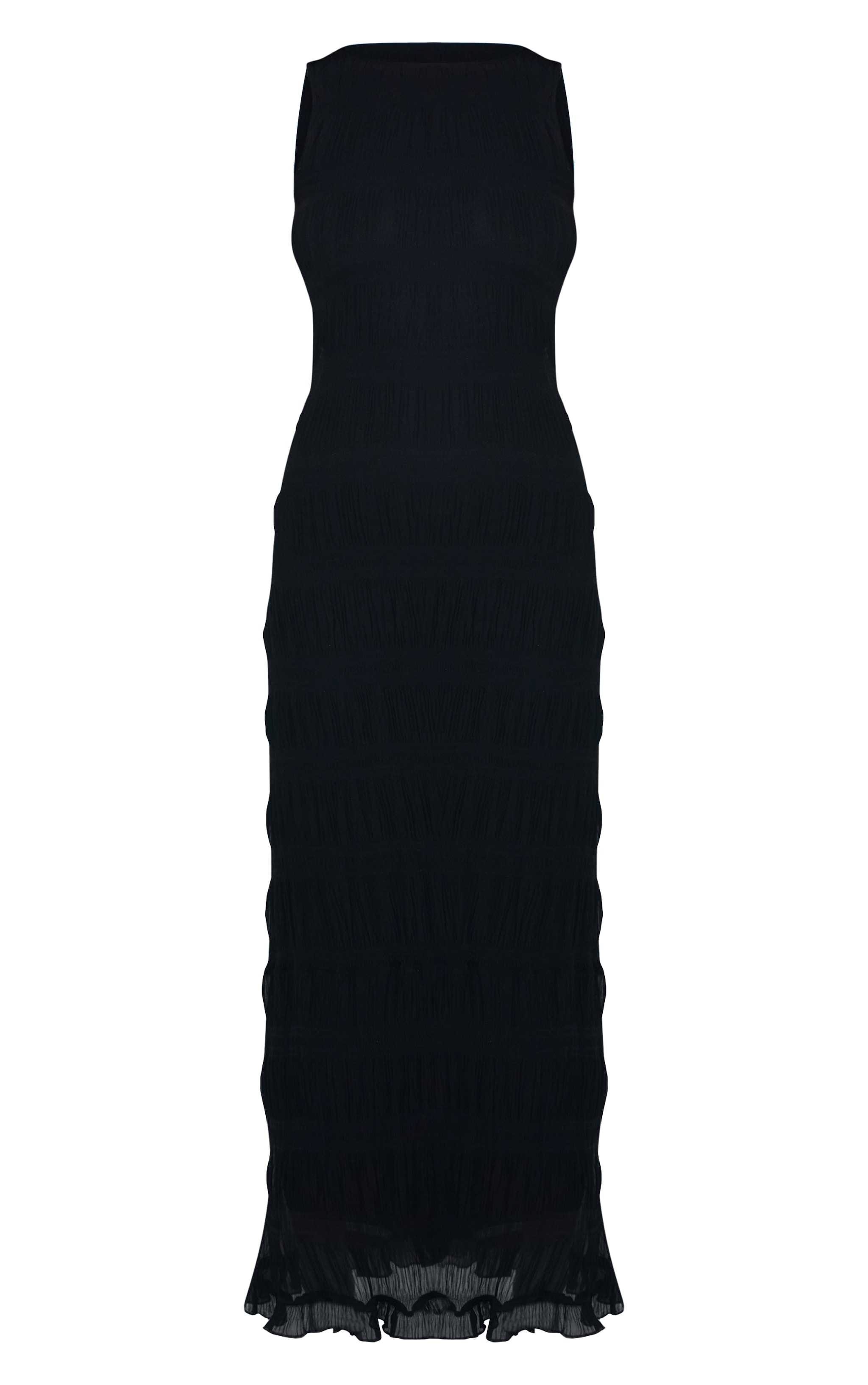 Black Chiffon Shirred Midaxi Dress image 5
