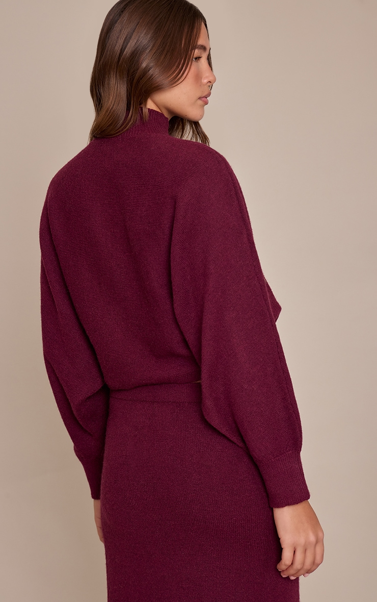 Burgundy Wrap Knit Jumper  image 2