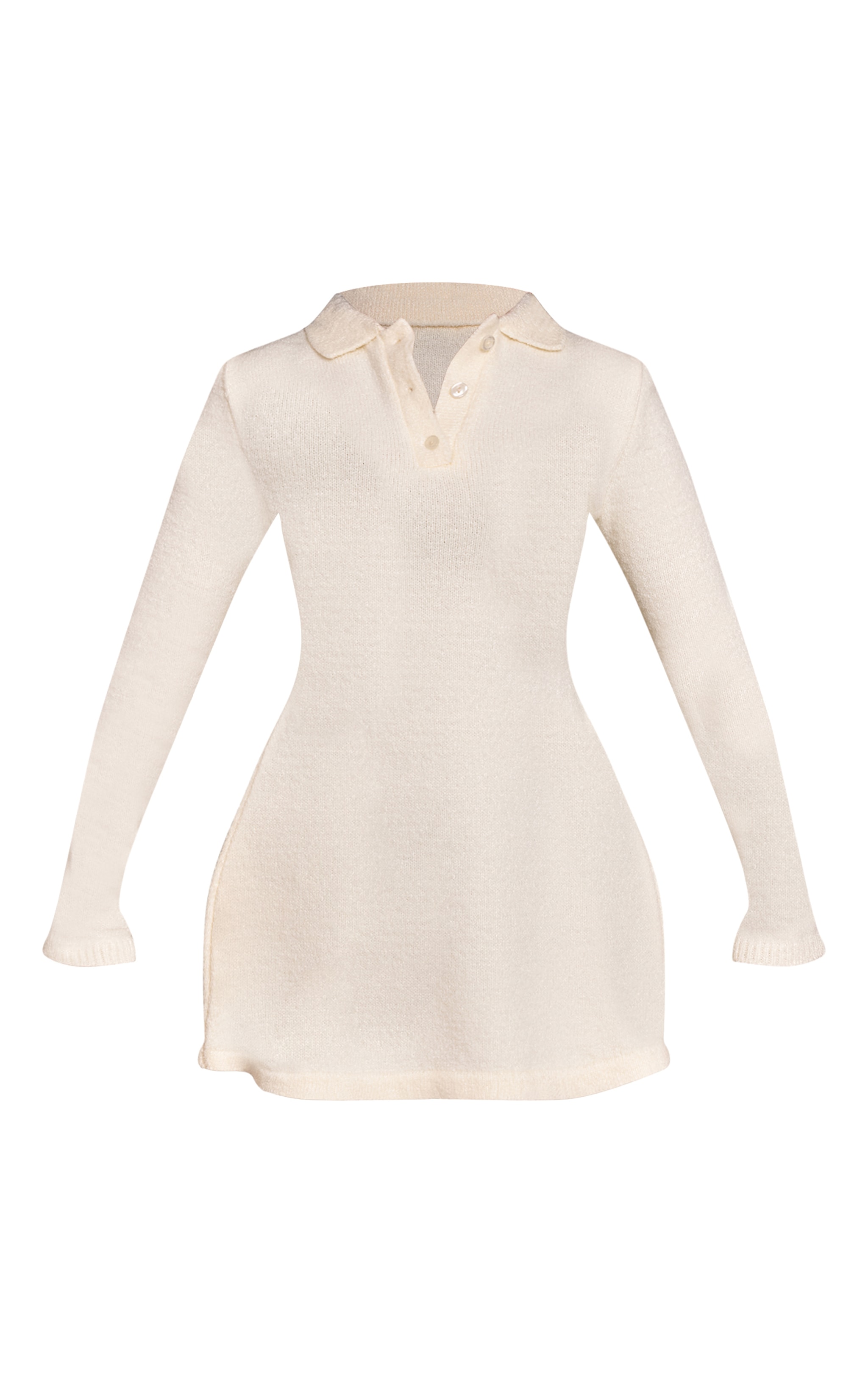Petite Mini robe fluide en maille tricot crème à manches longues image 5