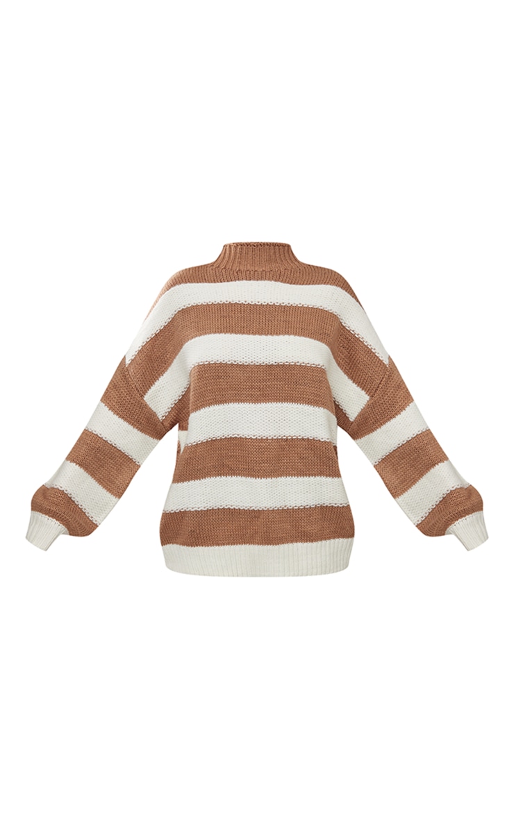 Oatmeal Stripes Colour Block Knit Oversized Jumper PrettyLittleThing