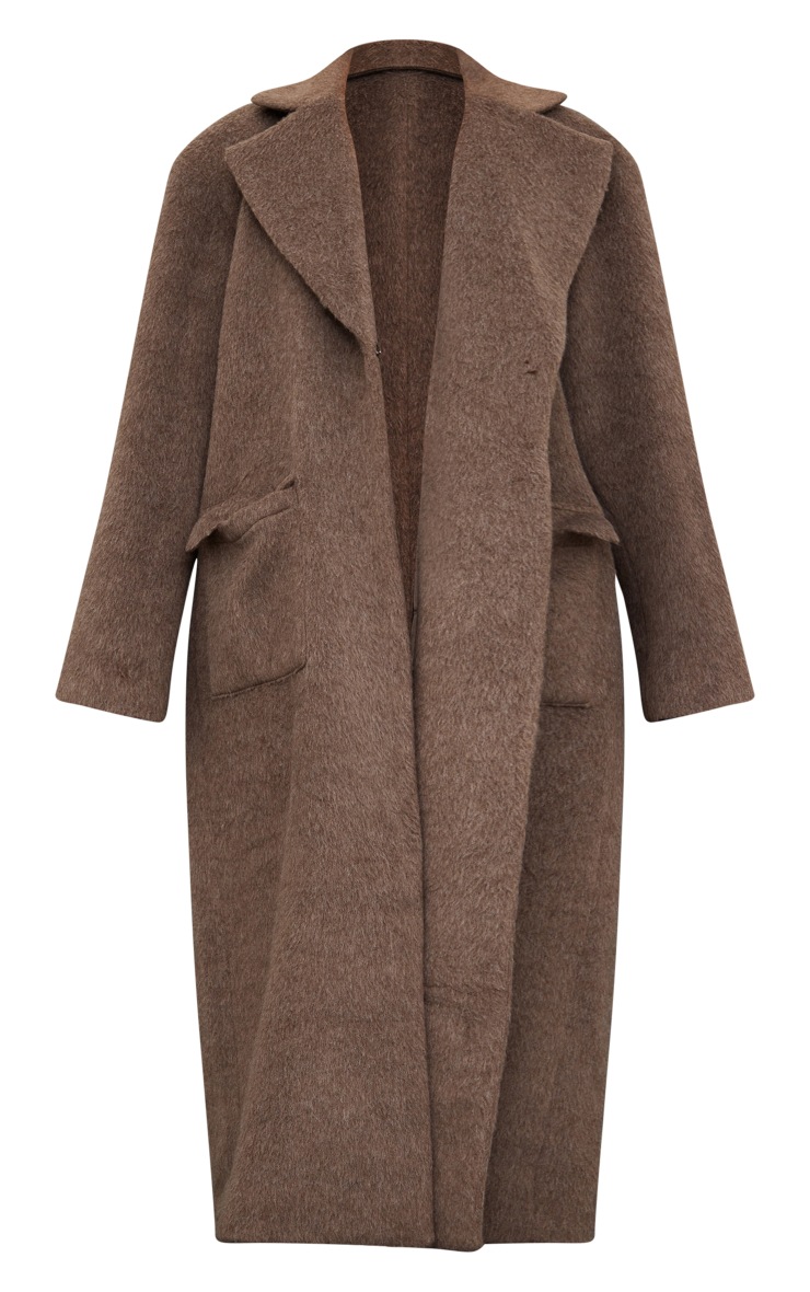 Mink Brushed Wool Look Oversized Dad Coat PrettyLittleThing