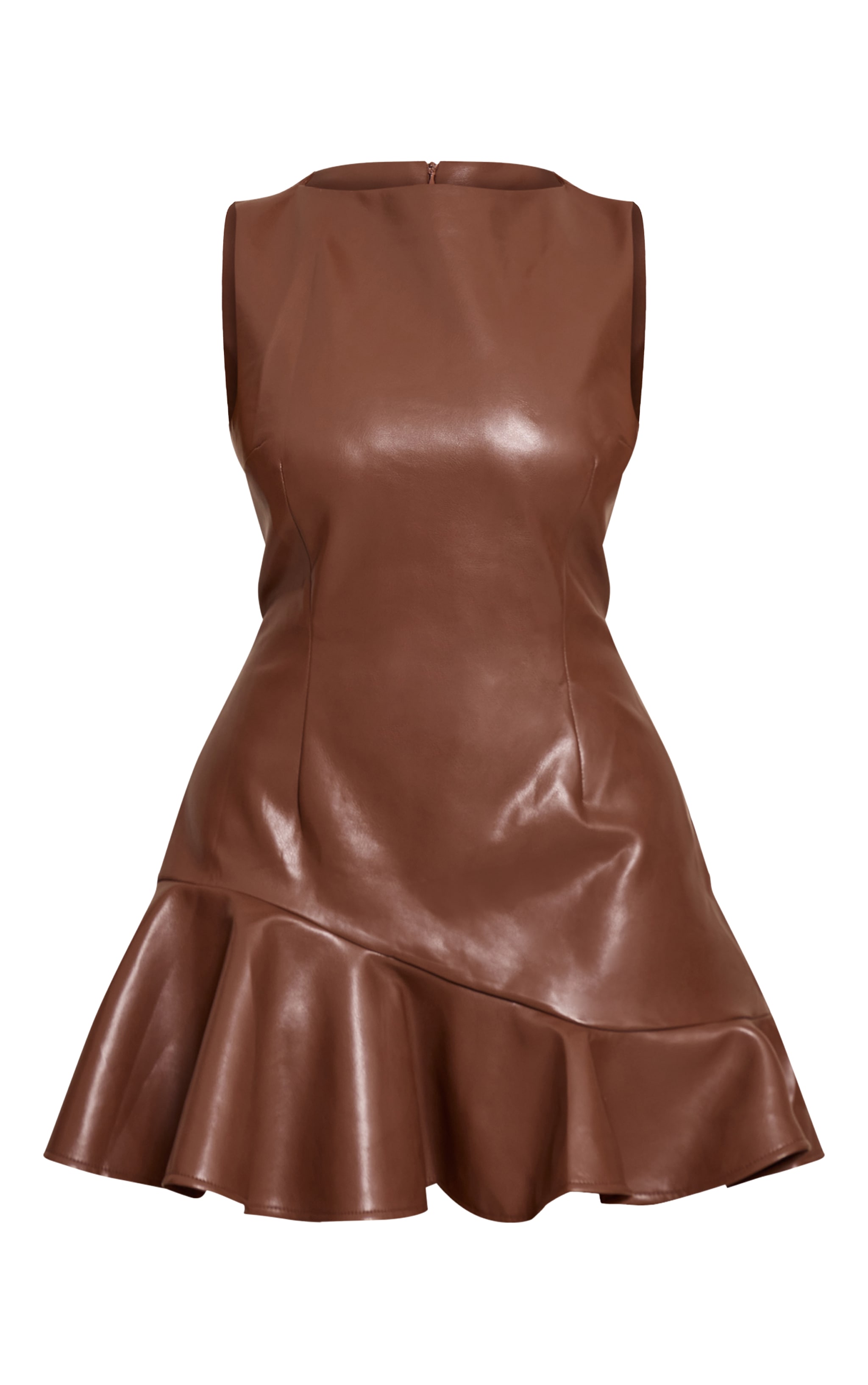 Shape Mini robe en PU chocolat à volants image 5