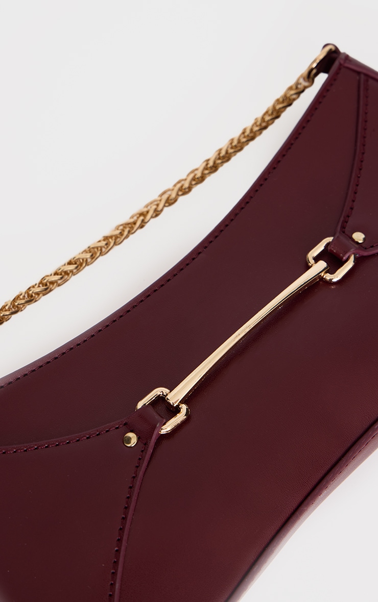 Burgundy Pu Buckle Chain Strap Shoulder Bag image 4