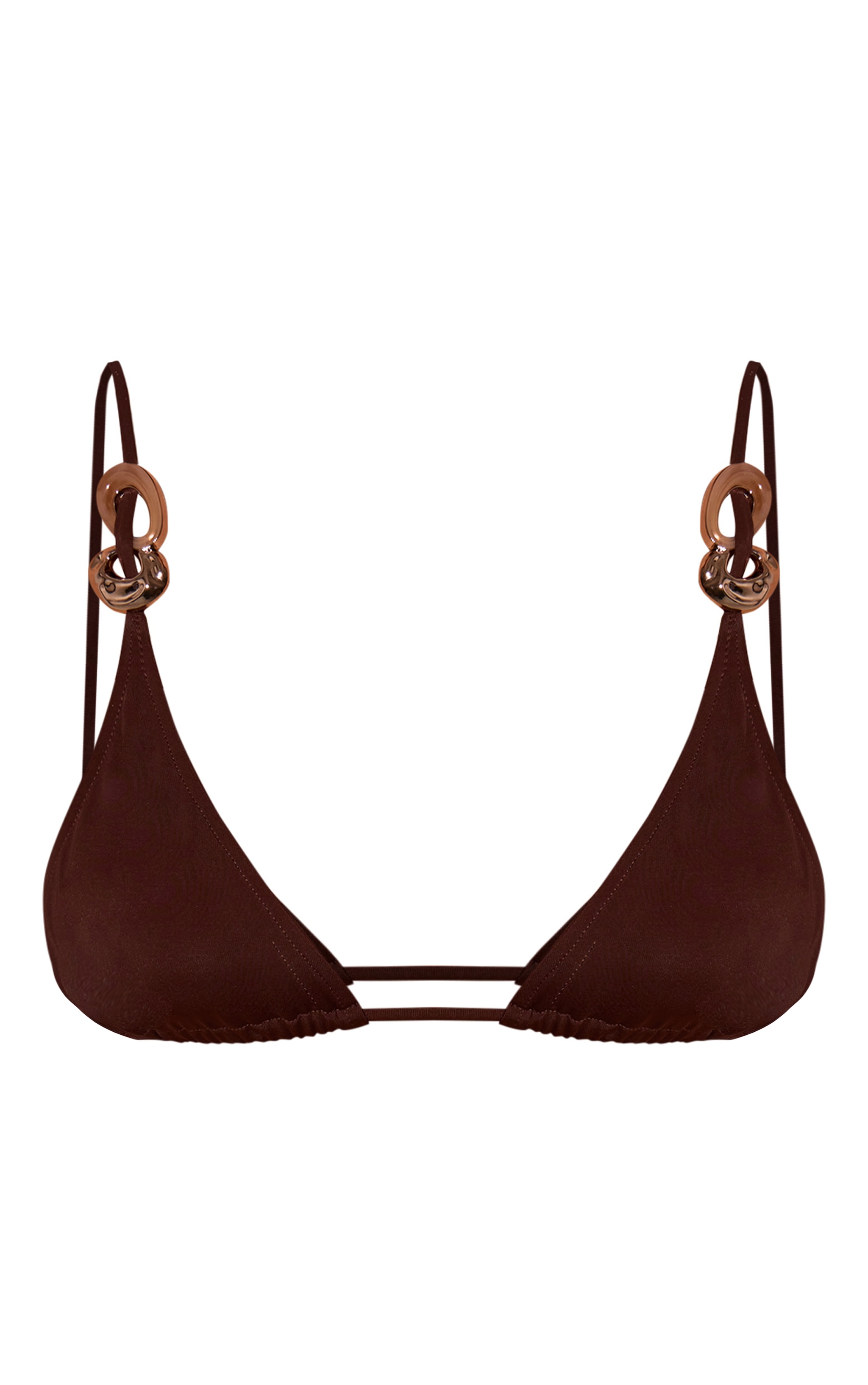 Chocolate Ring Trim Triangle Bikini Top image 5