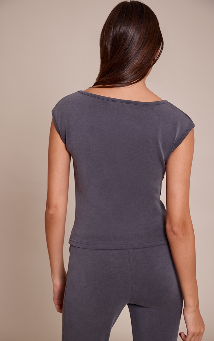 Charcoal Premium Soft Touch Boatneck Longline Top image 2