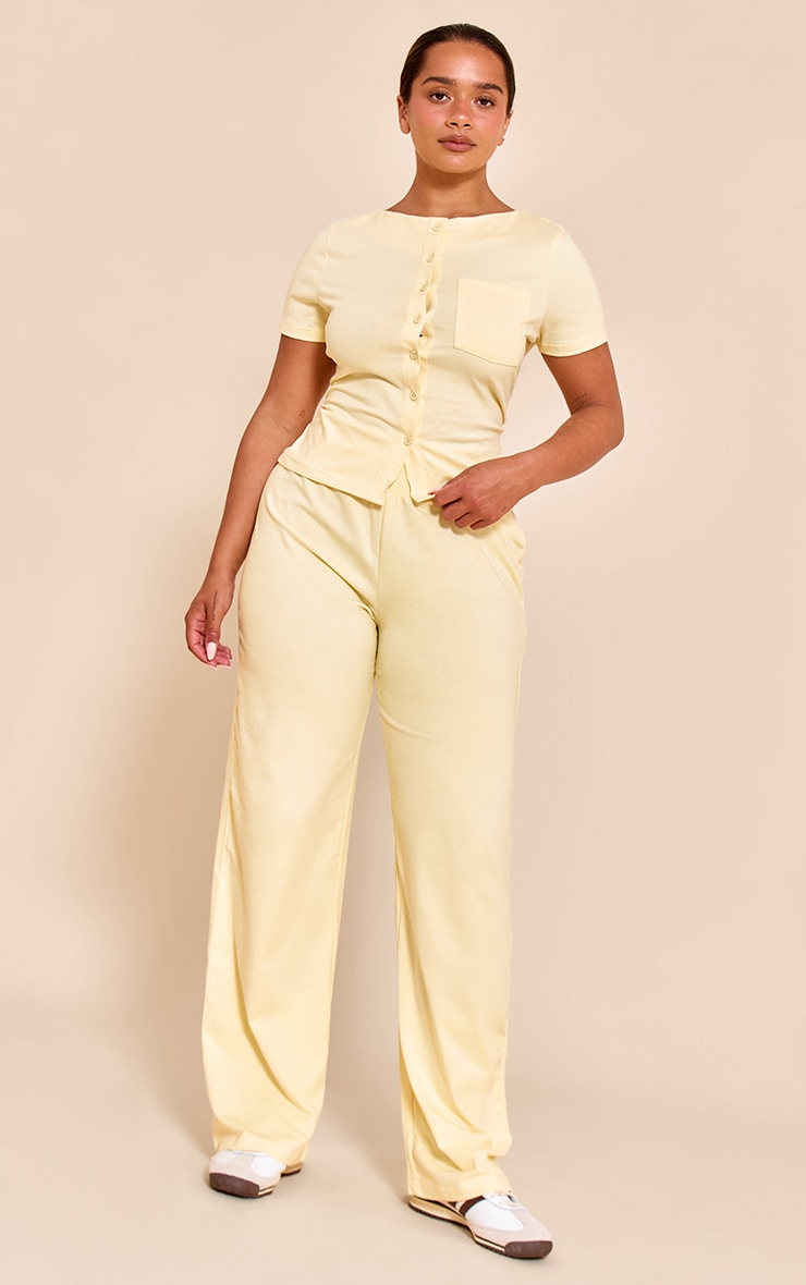 Shape Butter Cream Boat Neck Button Front Pocket Detail T-shirt image 3