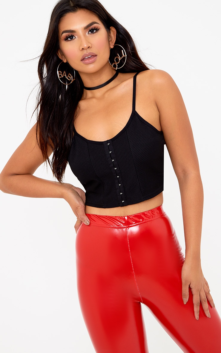 Black Hook And Eye Corset Crop Top. Tops PrettyLittleThing