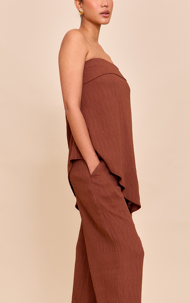 Chocolate Textured Wide Leg Pant image 4