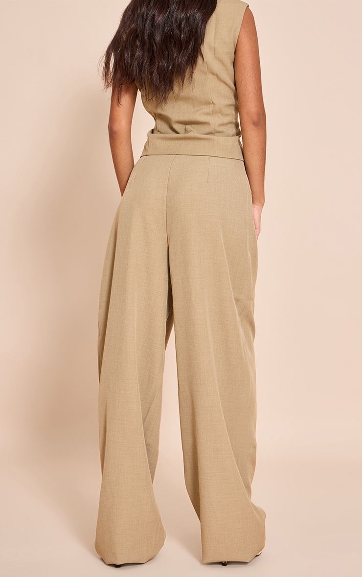 Petite Taupe Tailored High Waist Wide Leg Pants image 3