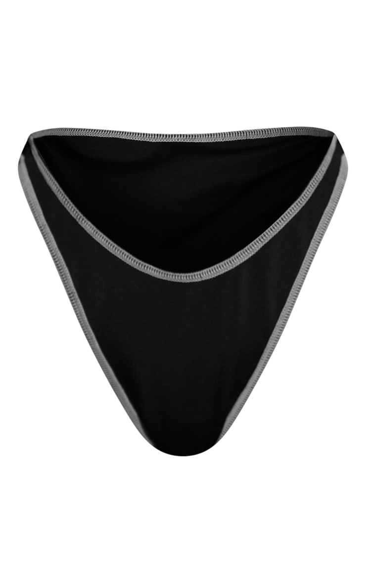 Black Scuba Contrast Stitch Bikini Bottoms image 5