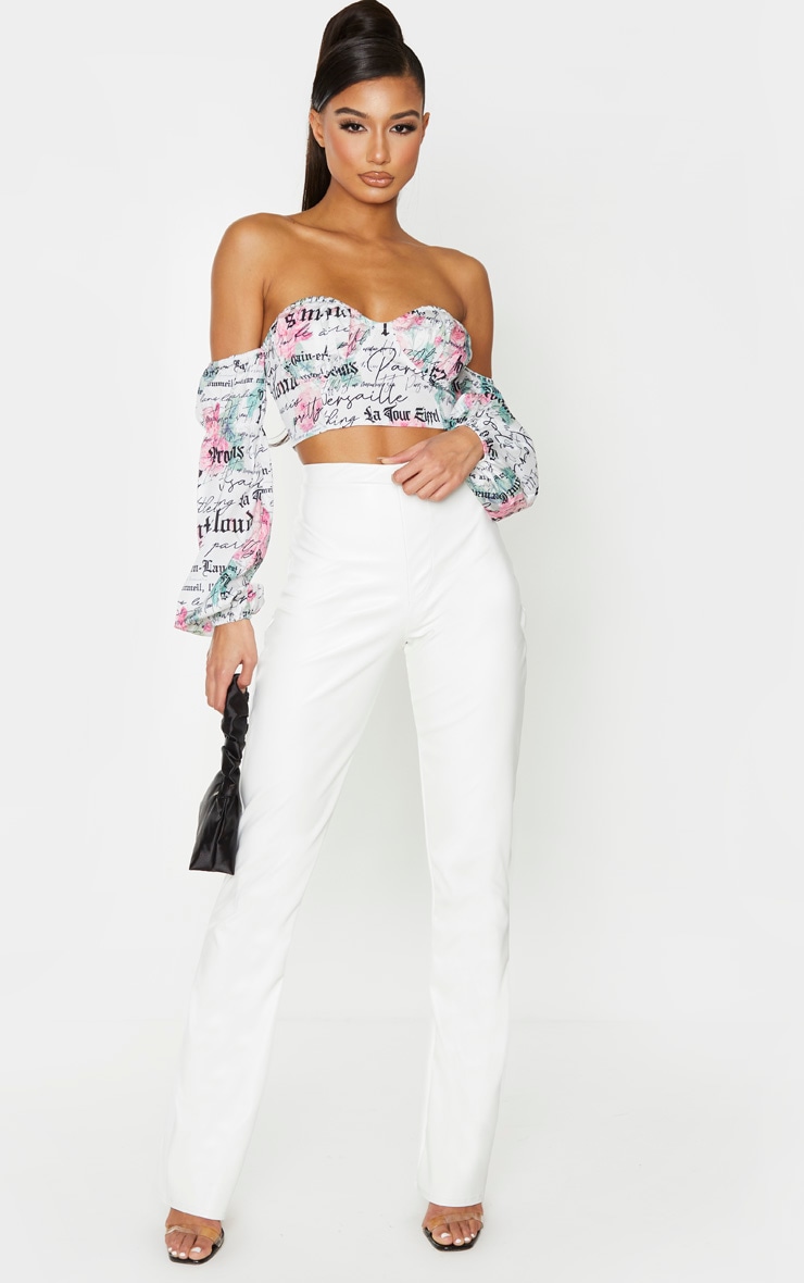 Cream leather flared trousers Clearance