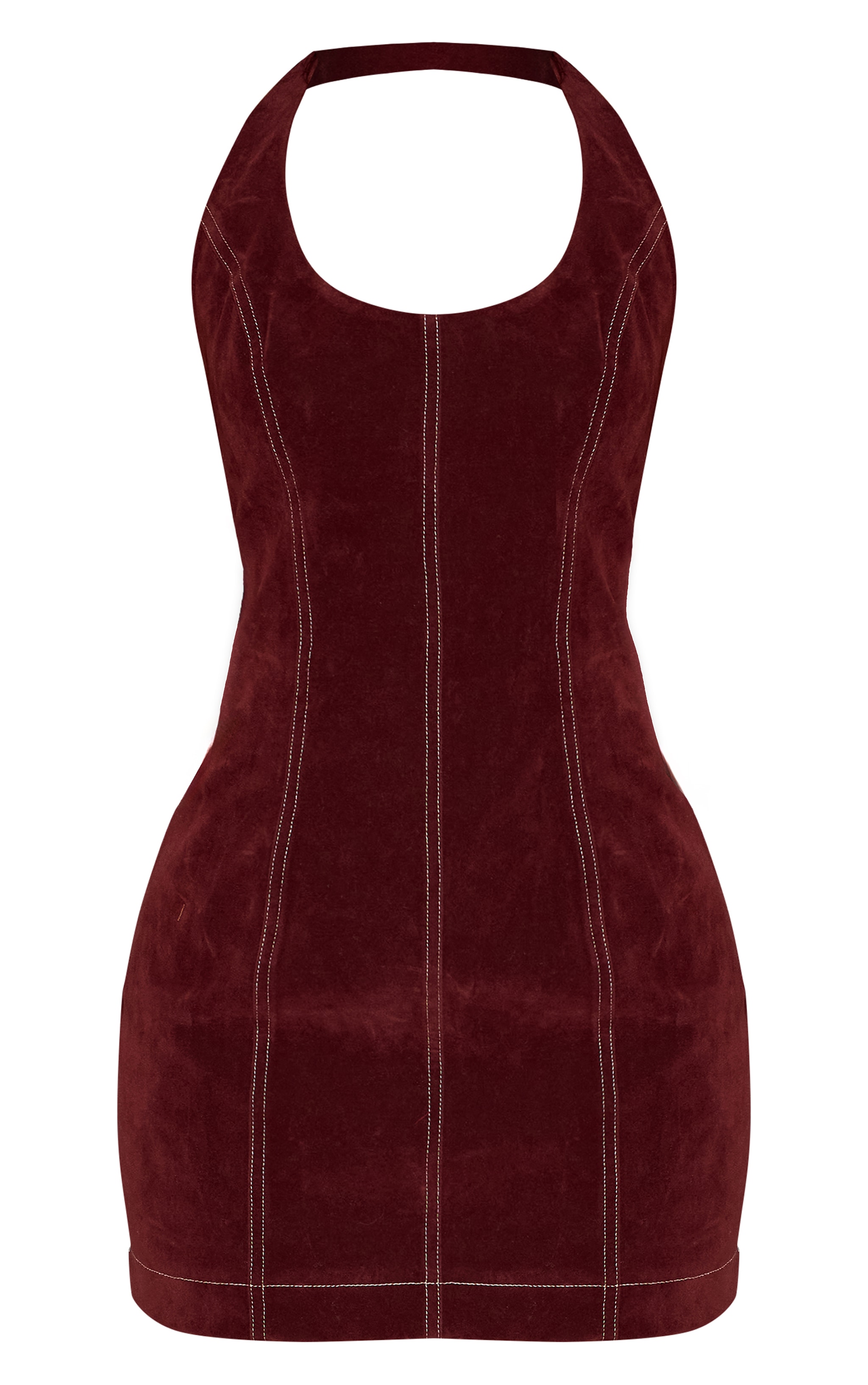 Petite Mini robe ajustée en suédine bordeaux à dos nu image 5