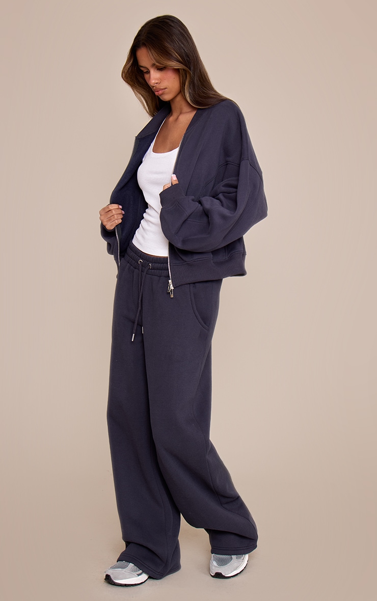 Petite Dark Navy Wide Leg Elasticated Drawstring Joggers image 2