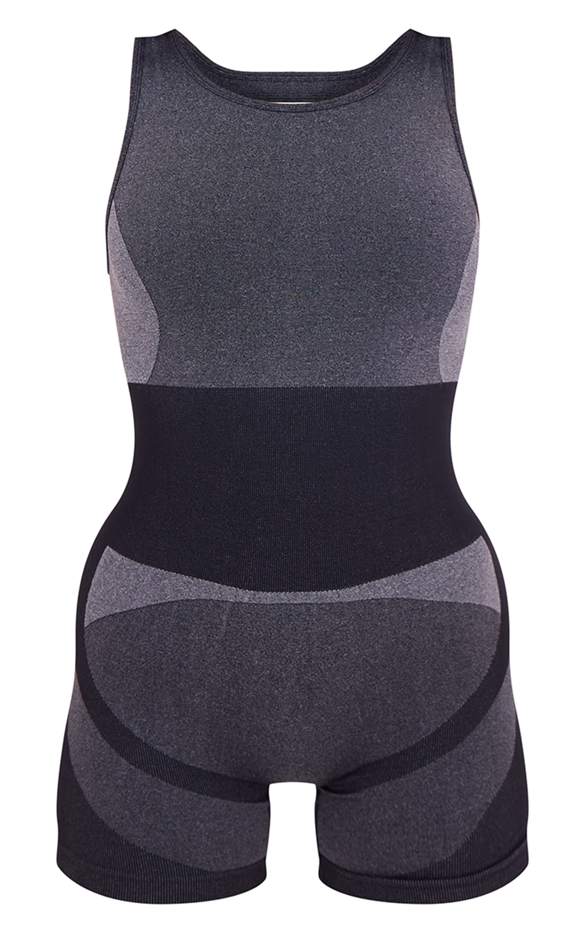 PLT SPORT Black Seamless Open Back Jacquard Unitard image 1