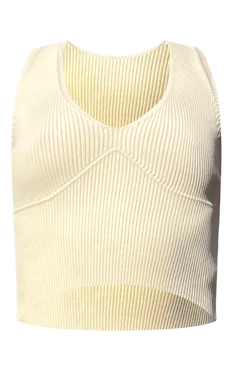 Oatmeal Underbust Binding Knitted Crop Top image 5