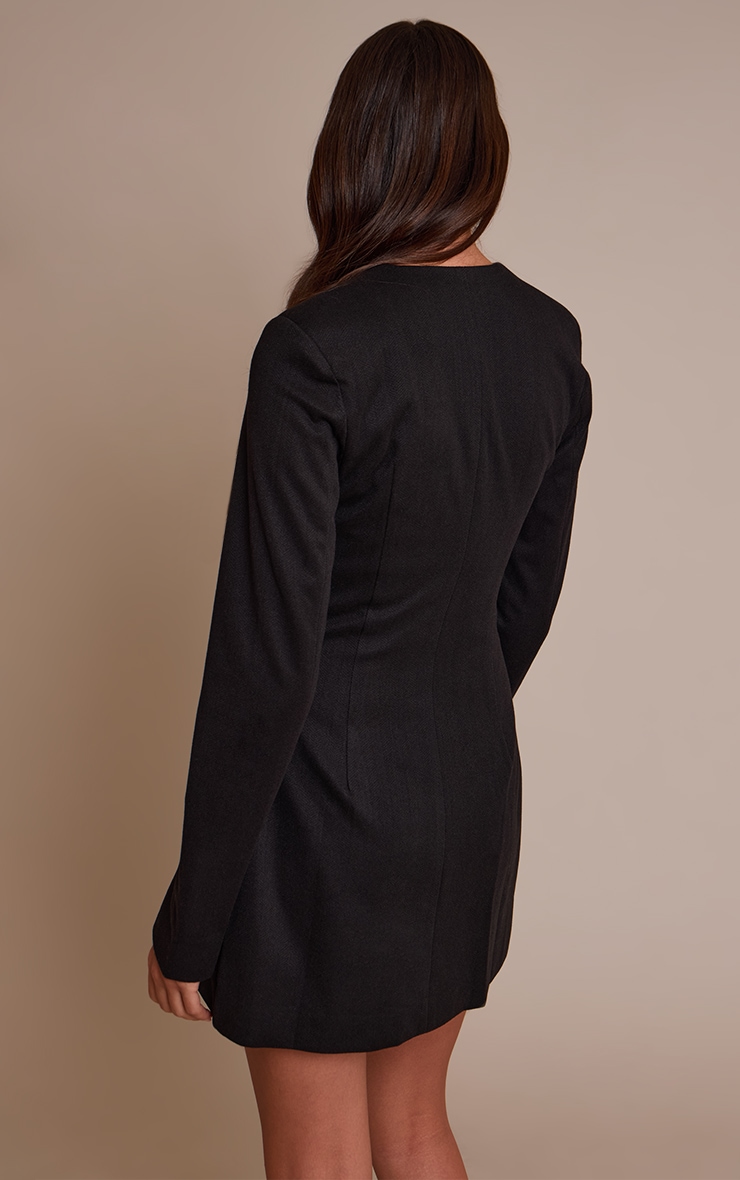 Robe blazer bouclée noire à boutons image 2