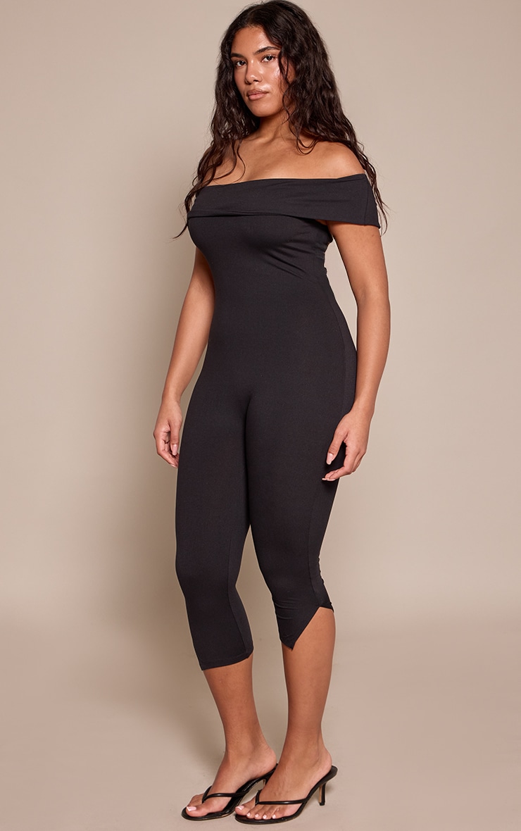 Shape Black Sculpt Foldover Bardot Capri Jumpsuit  image 3
