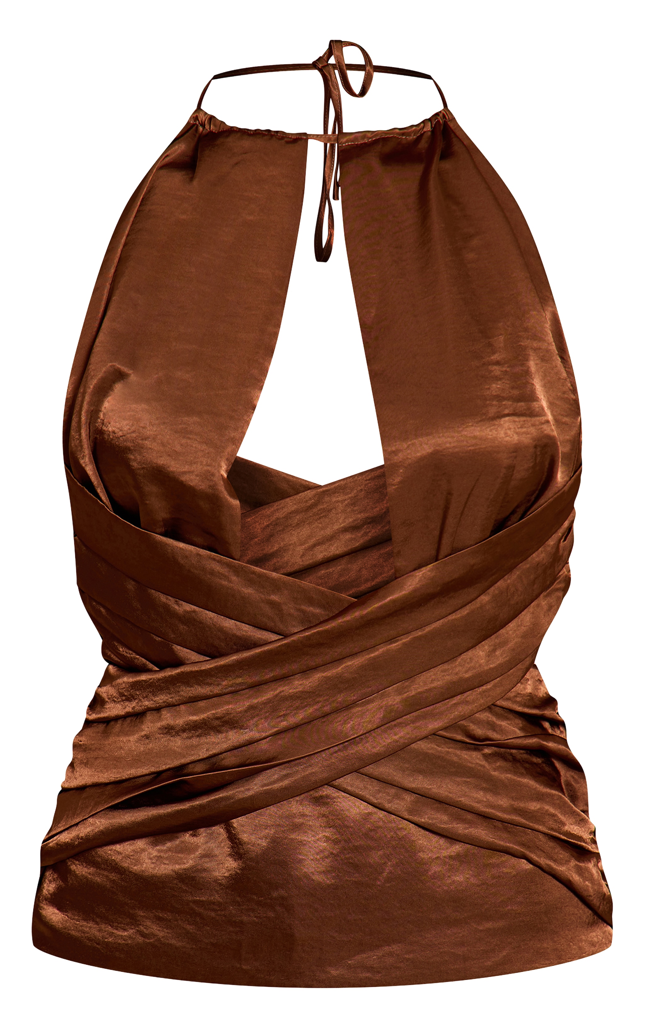 Chocolate Crinkle Satin Wrap Corset Top image 5