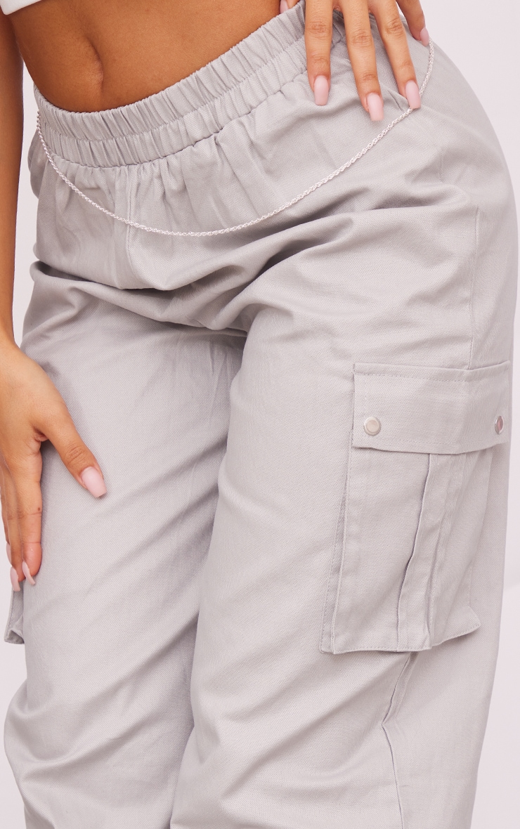 Petite Grey Wide Leg Pocket Detail Cargo Pants image 4