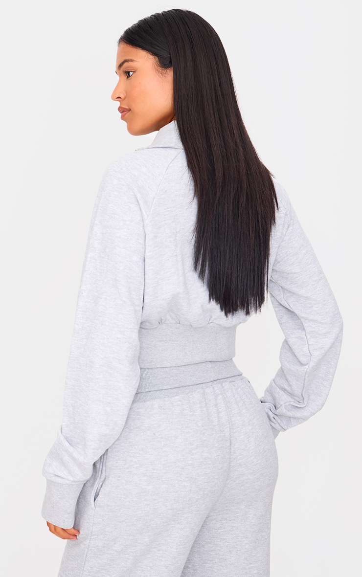 Tall Grey Marl Half Zip Cropped Sweatshirt image 2