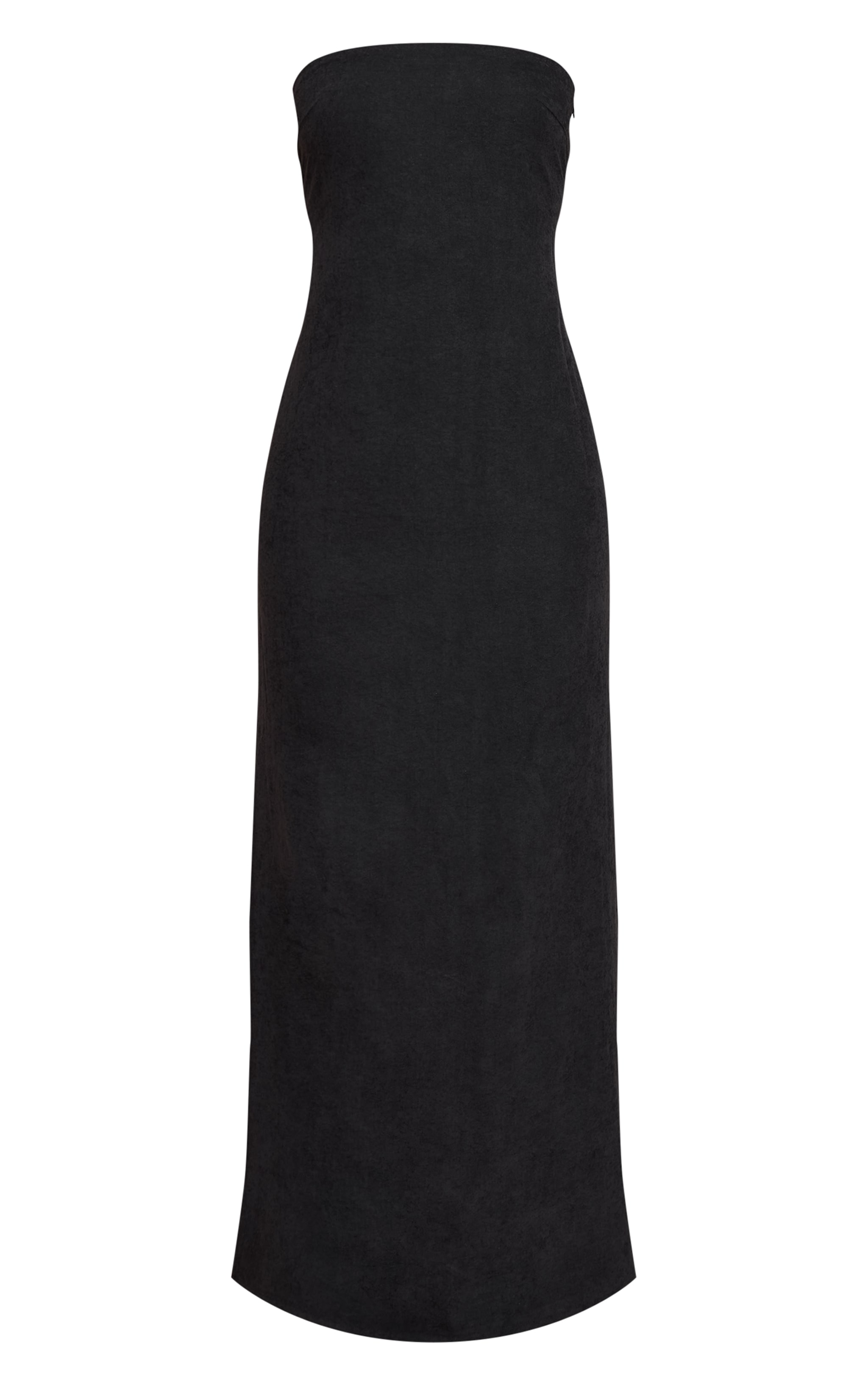 Black Textured Bandeau Column Maxi Dress image 5