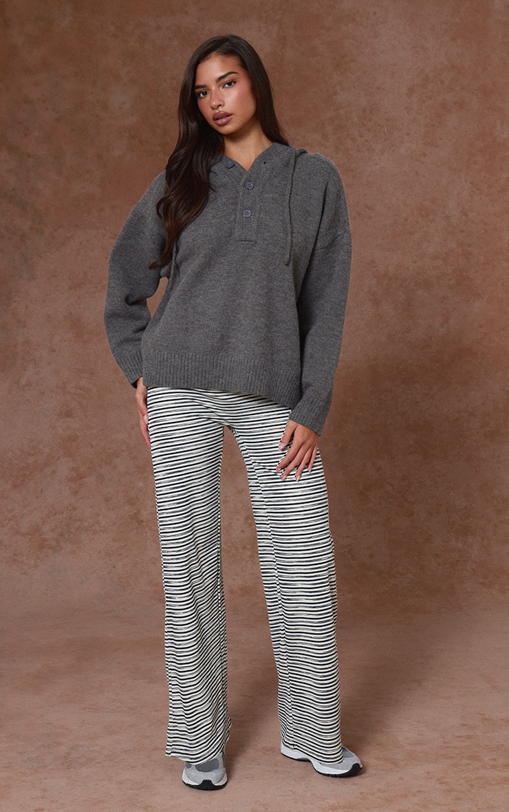Multi Soft Rib Striped  Low Rise Straight Leg Trousers image 2