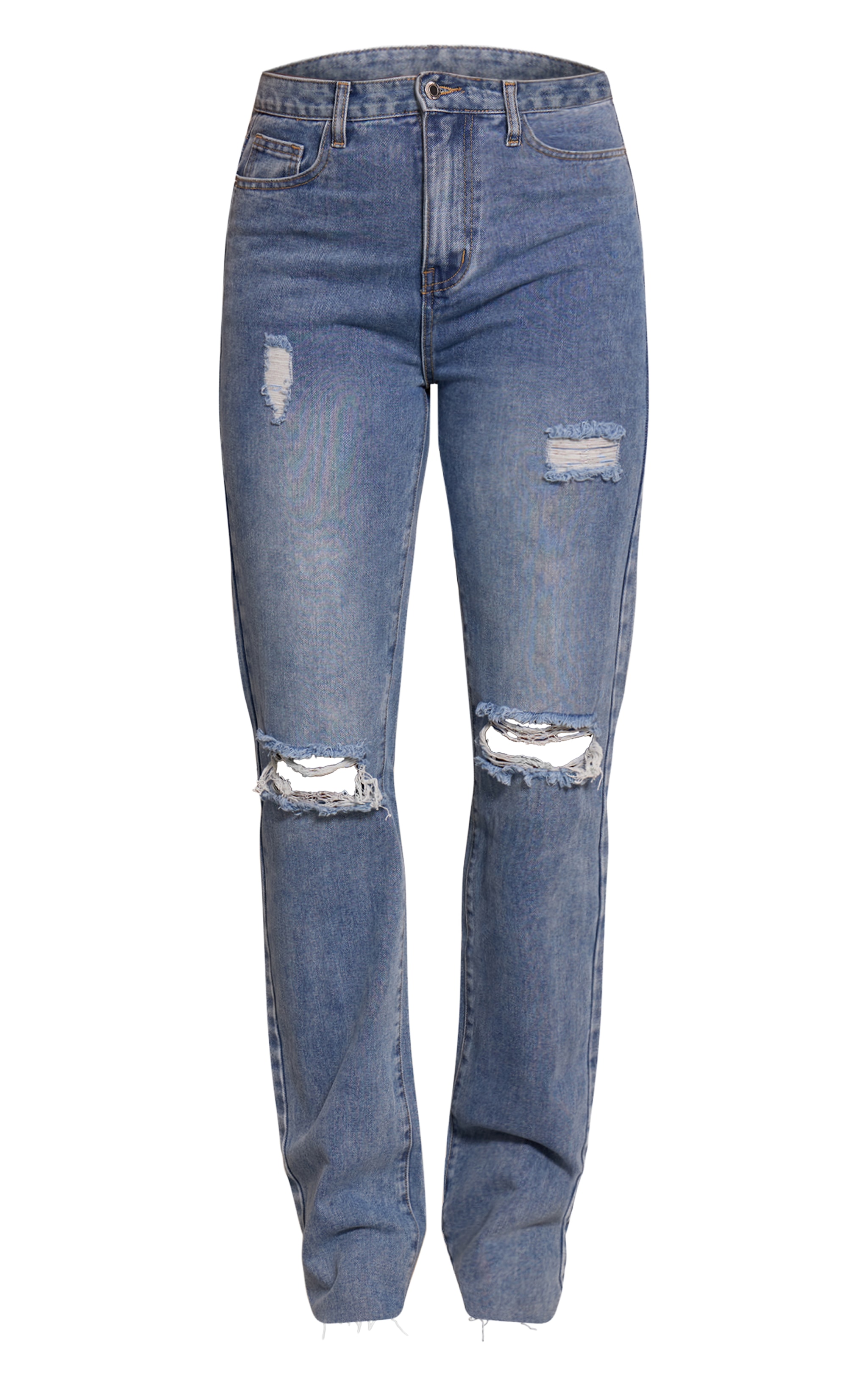 Tall Light Wash Extra Long Ripped High Waist Straight Leg Jeans image 5
