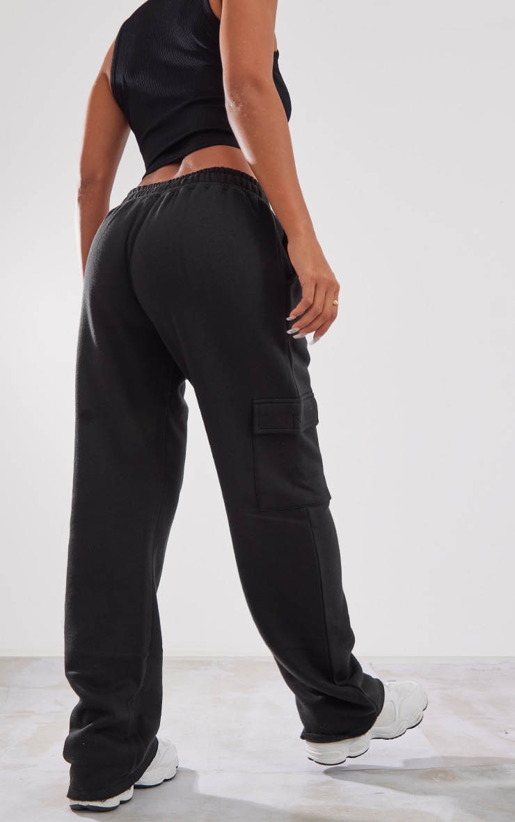 Black Low Rise Pocket Side Straight Leg Joggers image 3