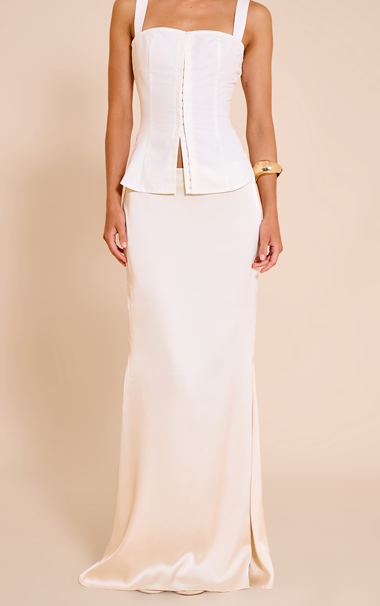 Cream Satin Floaty Maxi Skirt image 2