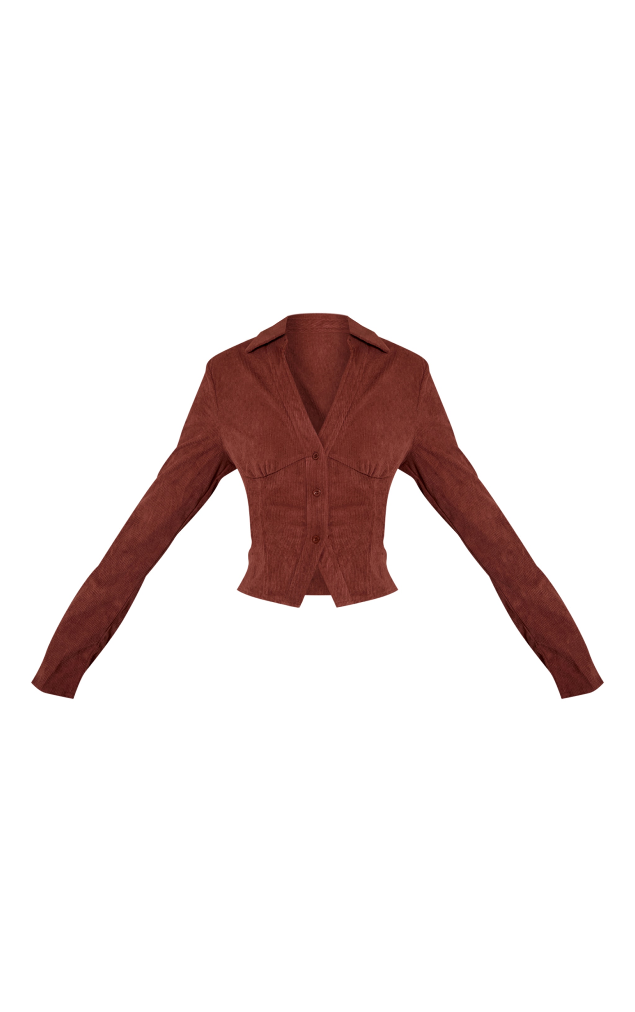 Brown Corduroy Fitted Shirt image 5