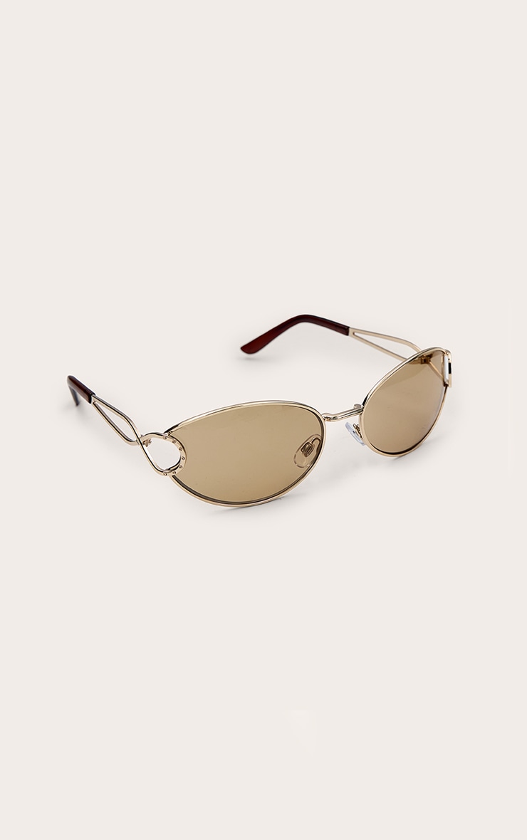 Gold Oval Arm Detail Sunglasses image 3