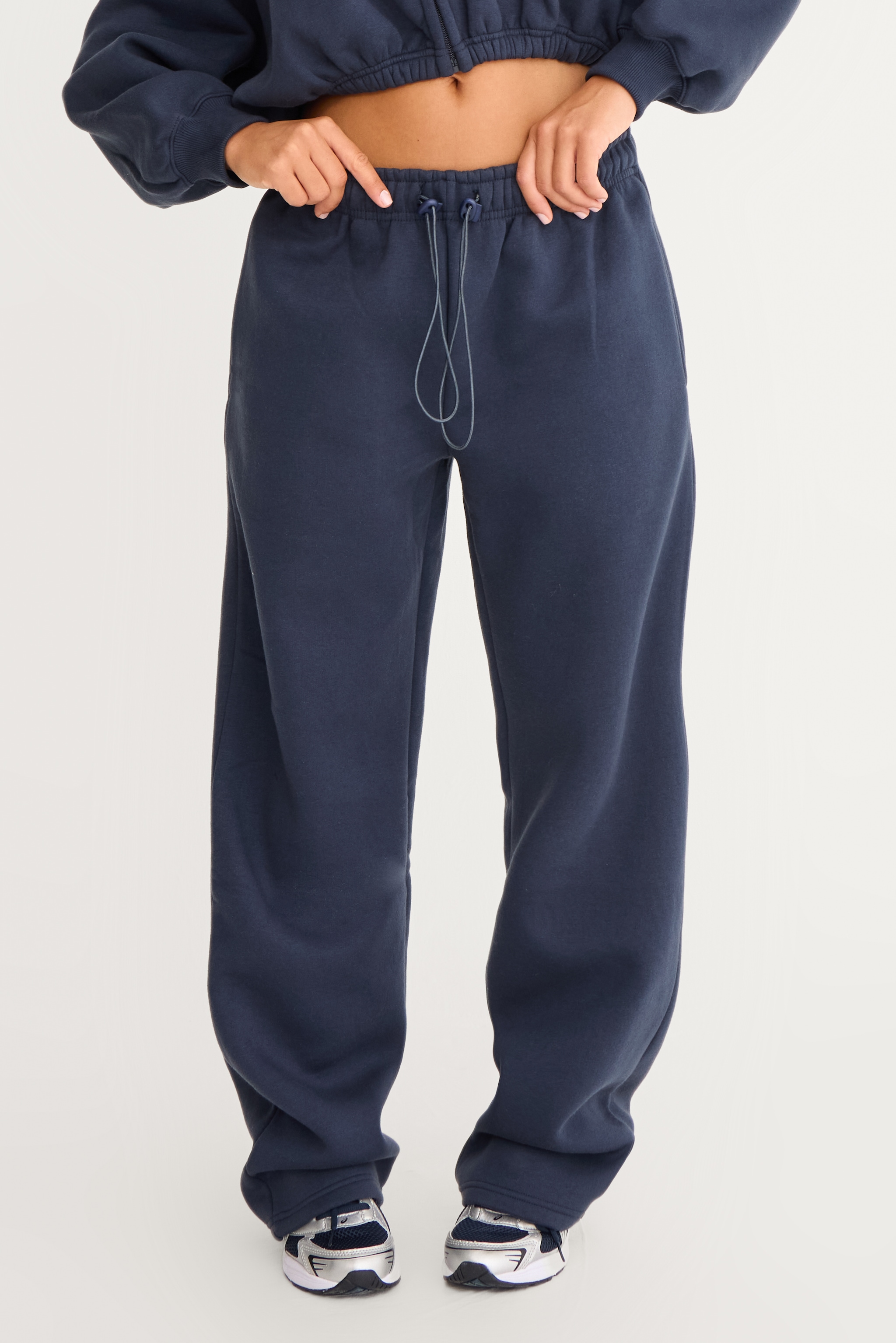 Navy Drawcord Hem Oversized Track Pants image 2