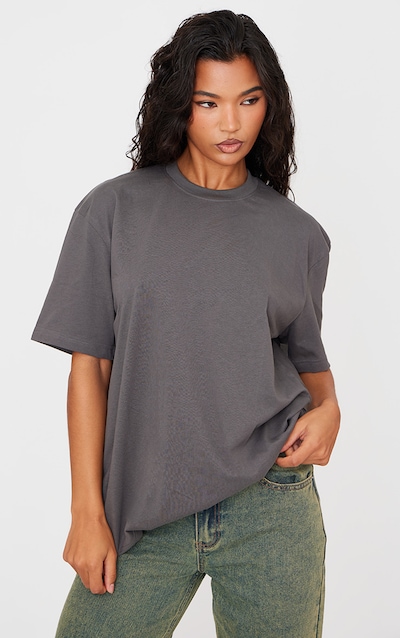 Cotton Charcoal Oversized T-Shirt