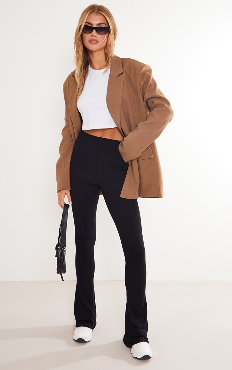Black High Waist Skinny Flare Trouser
