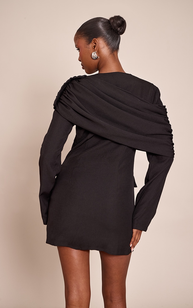 Black Tailored Sash Detail Blazer Dress image 2