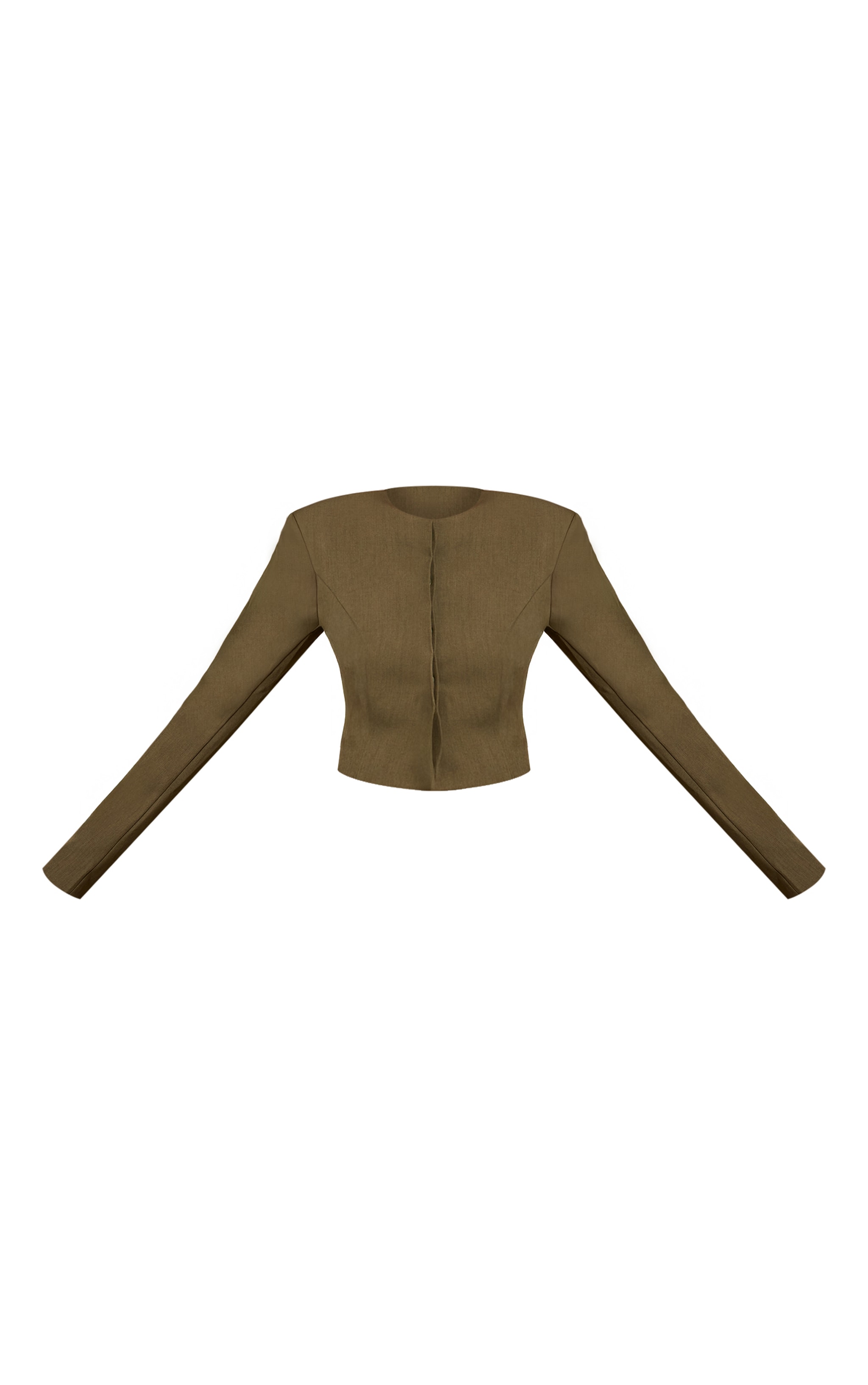 Dark Khaki Tailored Woven Cropped Blazer  image 5