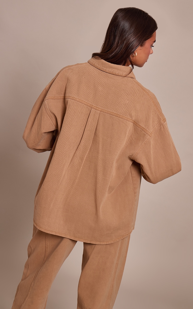 Toffee Oversized Single Pocket Denim Shirt image 2