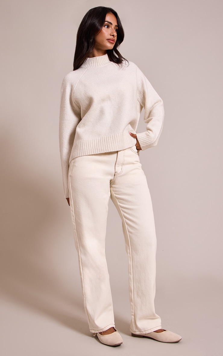 Petite Cream Knit Turtleneck Sweater image 3
