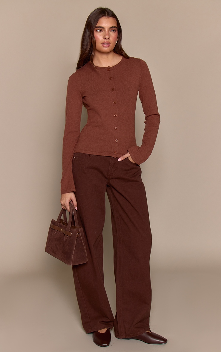 Toffee Button Through Fine Knit Cardigan image 3