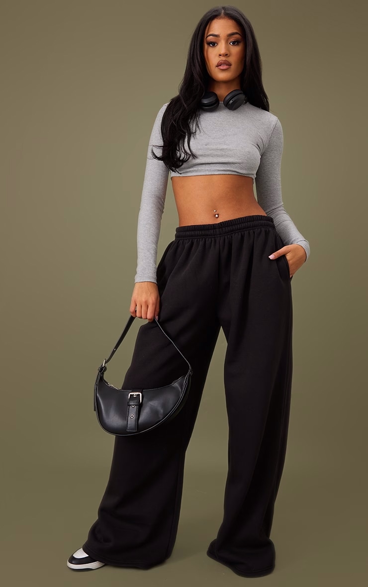 Tall Black Super Wide Leg Sweatpants image 1