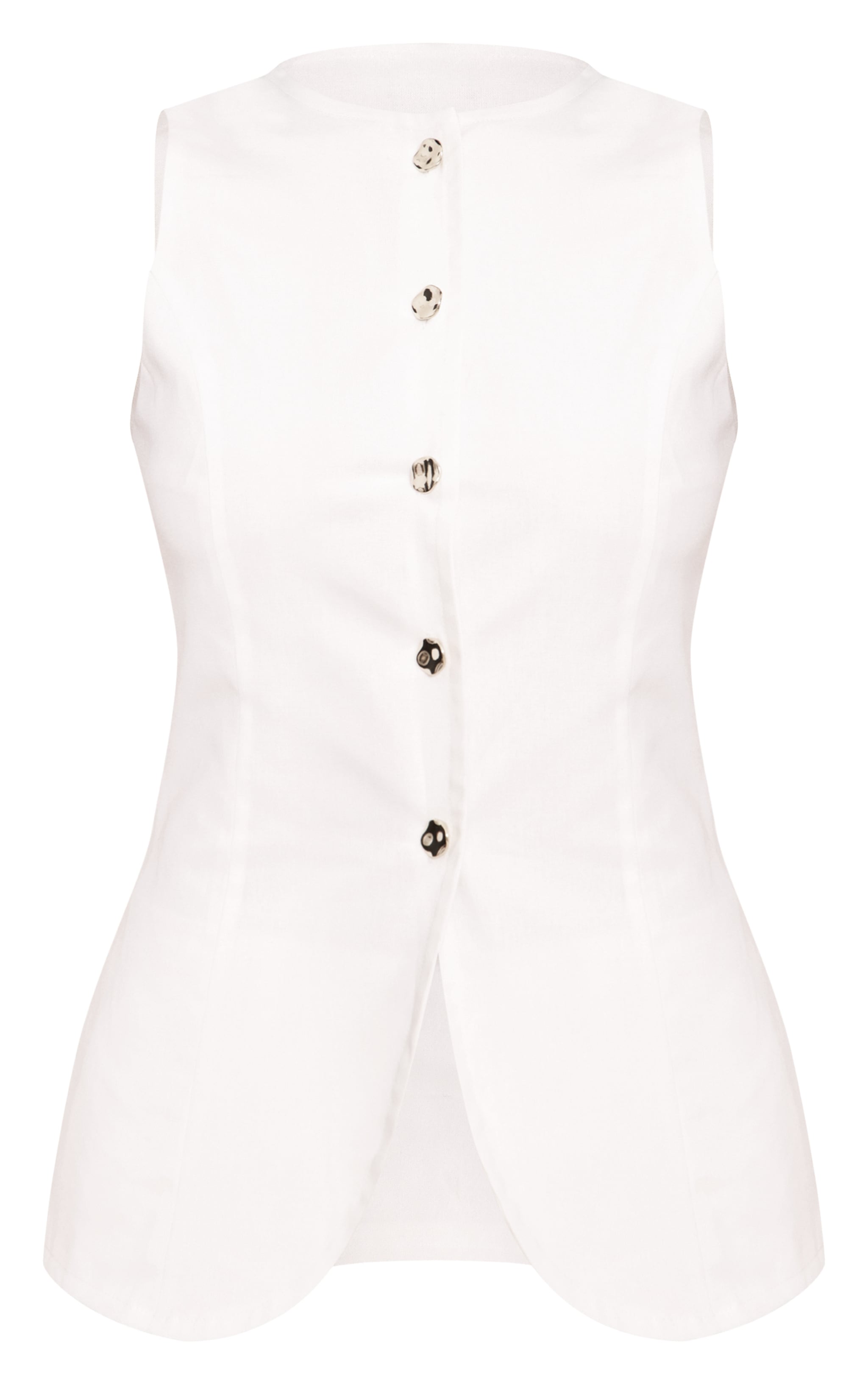 Natural Textured Gold Button Trim Vest image 5