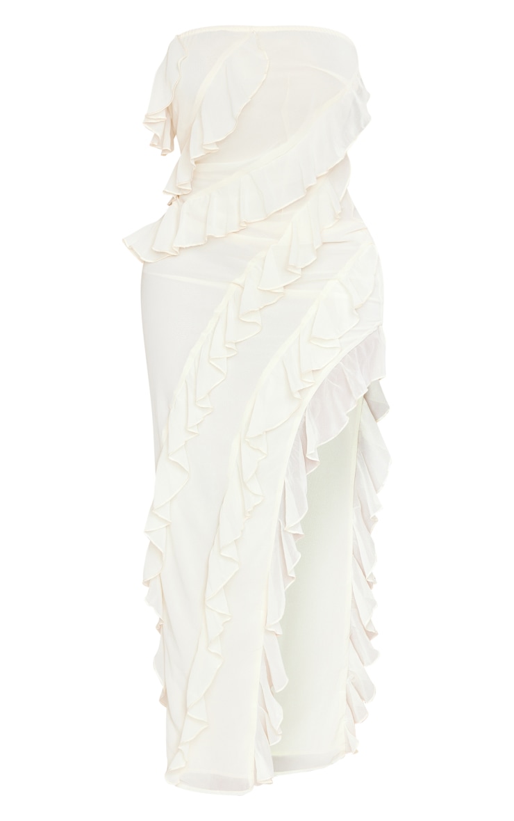 Shape Cream Woven Frill Edge Bandeau Split Leg Maxi Dress image 5